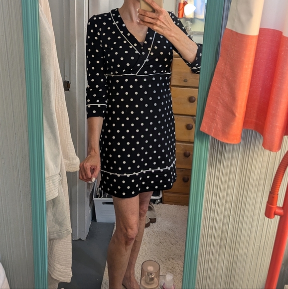 Lands End dress, swim material cover up black and white polka dot Ex small 2-4 - Picture 1 of 8